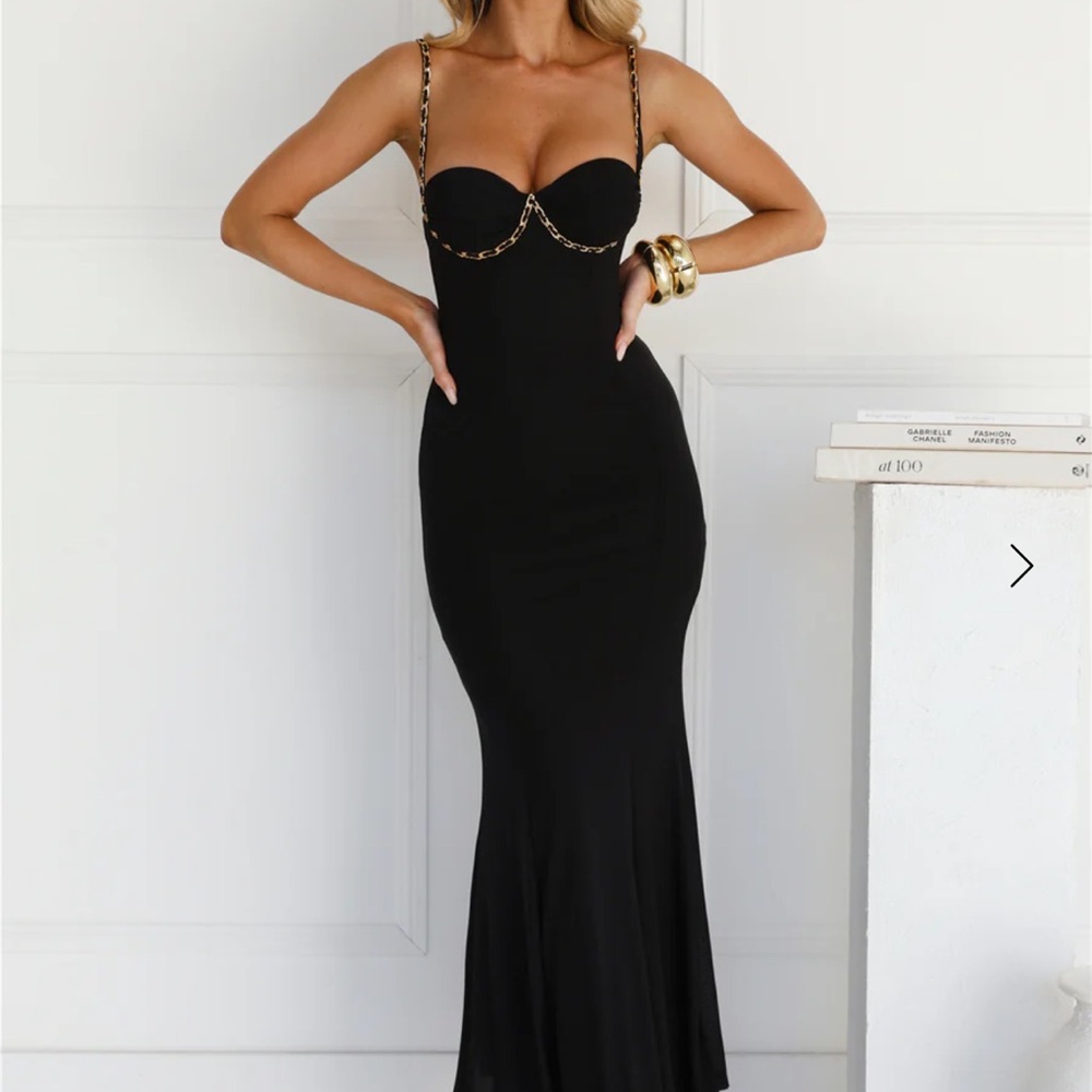 REVOLVE Black Maxi Dress with Gold Accents